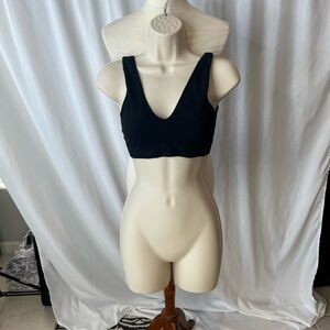 🖤 Anthropologie Black Ribbed Deep V Bralette – M/L 🖤